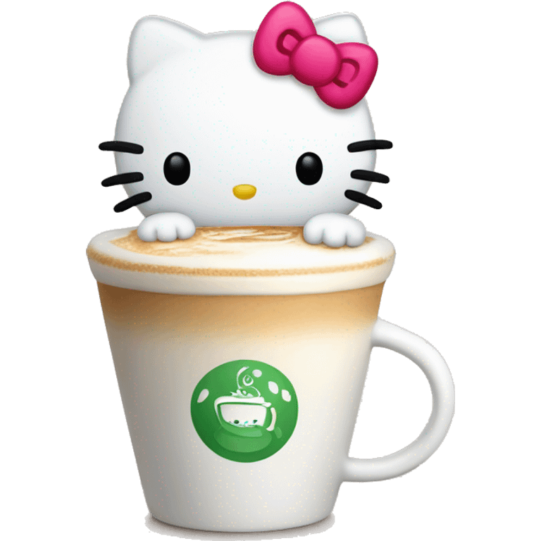 Hello kitty holding a latte emoji