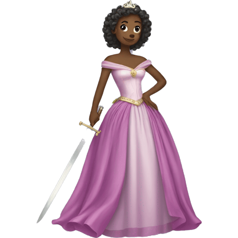 Princess in a ballgown with a sword emoji