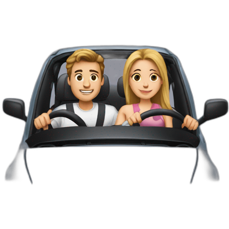 boyfriend driving and girlfriend in car  emoji