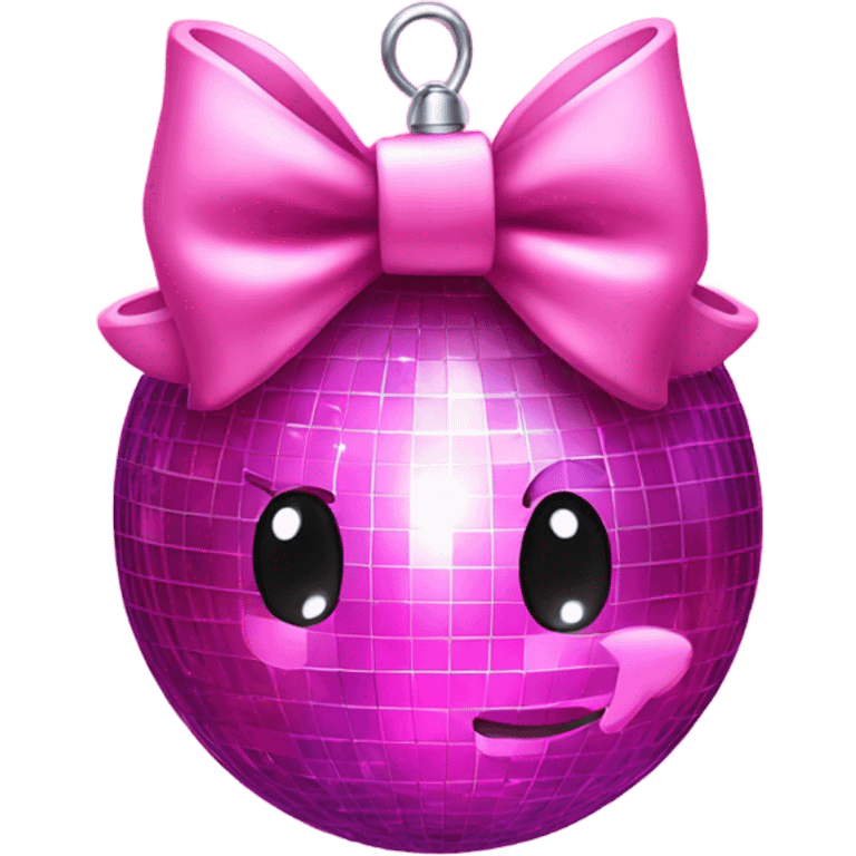 Pink bow on a disco ball emoji