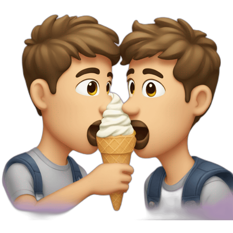 2 gays kissing and eating ice cream emoji