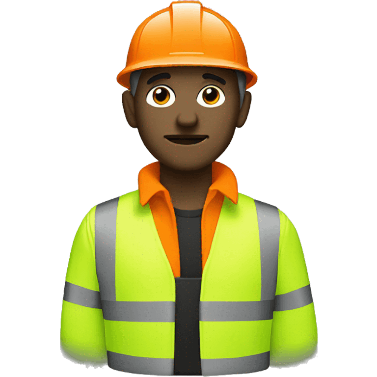 Man wearing orange hi viz with listening stick emoji