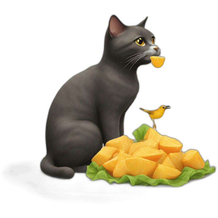 Cat eating bird emoji