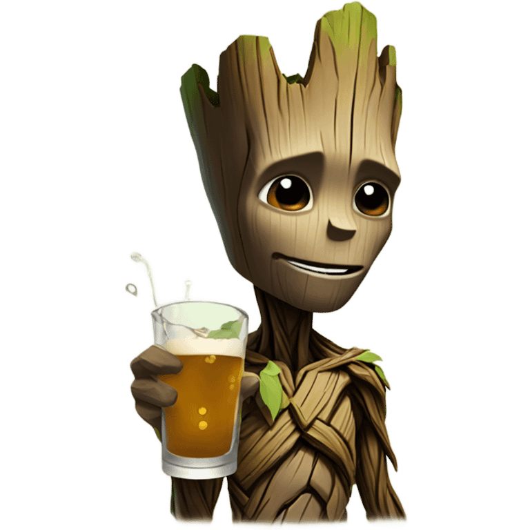 Groot drinking and partying  emoji