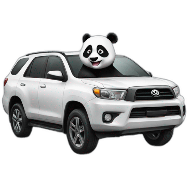 Ninja panda on a car emoji