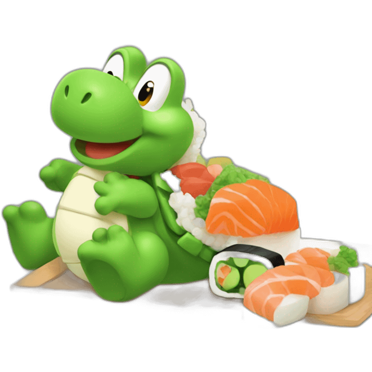 Yoshi en train de manger des sushis emoji