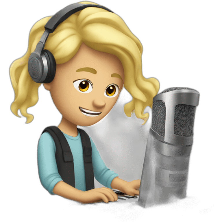 blond guy working focus in the music studio emoji