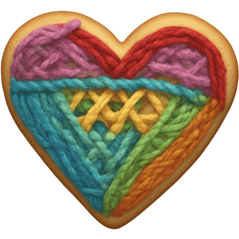 Cookie heart with yarn emoji