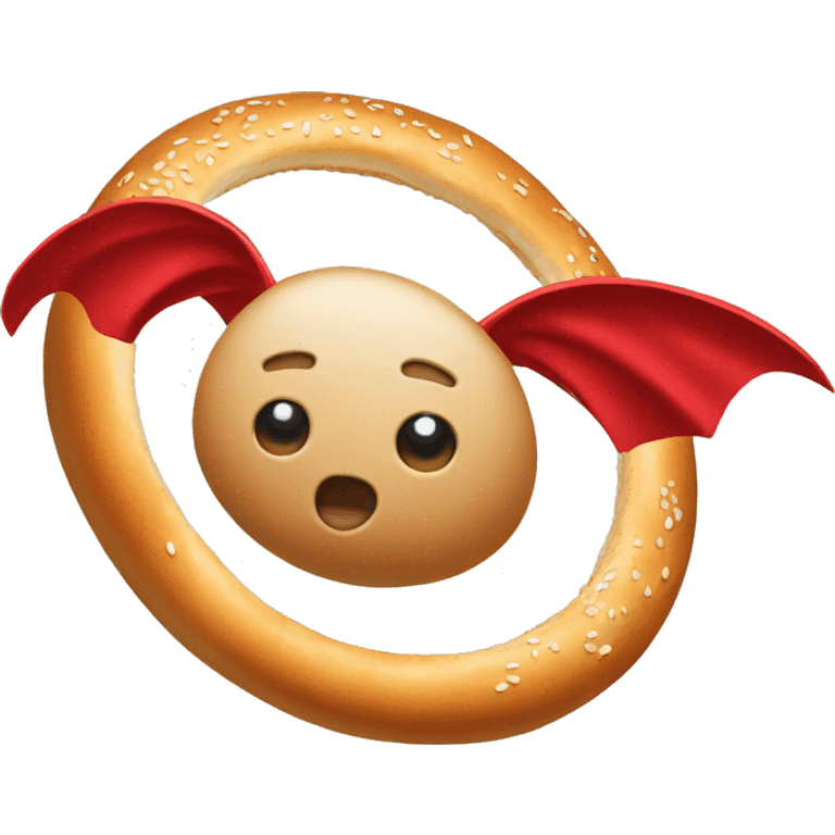 flying bagel with a red cape emoji