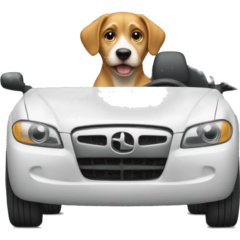 Dog driving a car emoji