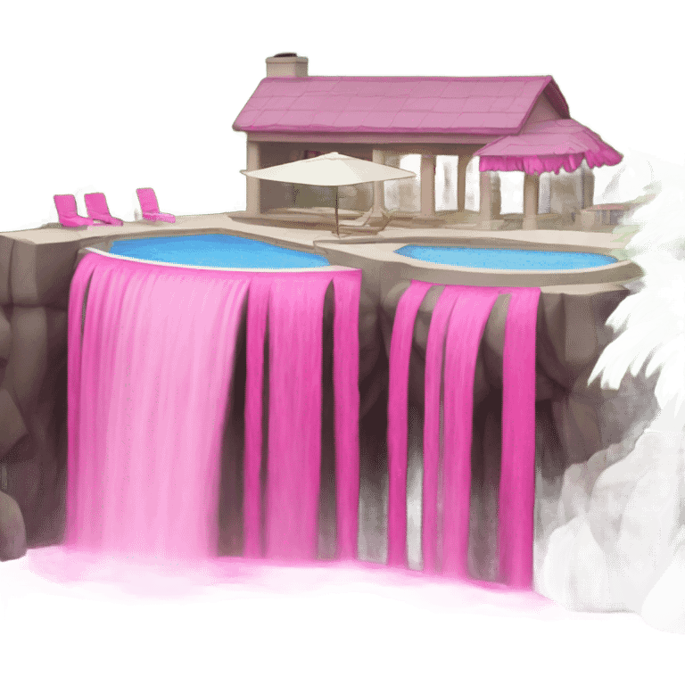 Hot Pink pool with a waterfall  emoji