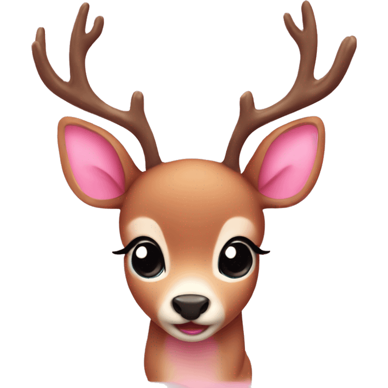 Cute cartoon deer pink emoji