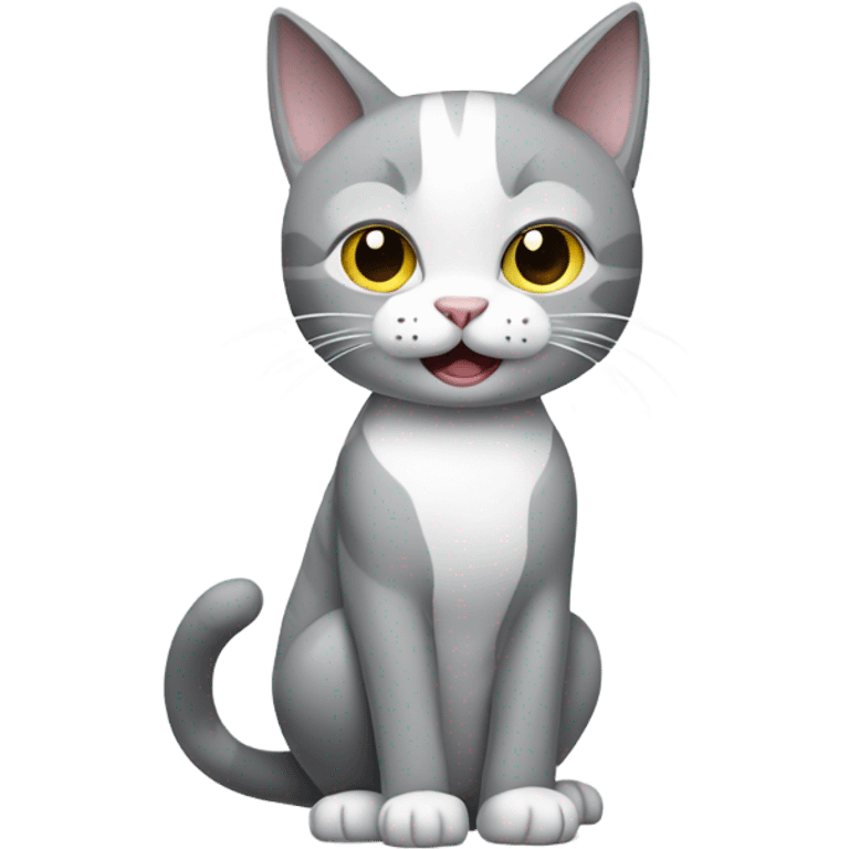 Gray and white cat holding knife emoji