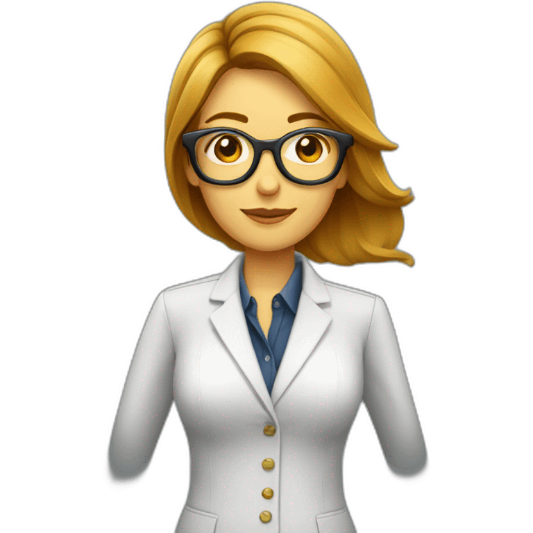 mujer agente inmobiliario de cabello rubio con lentes emoji