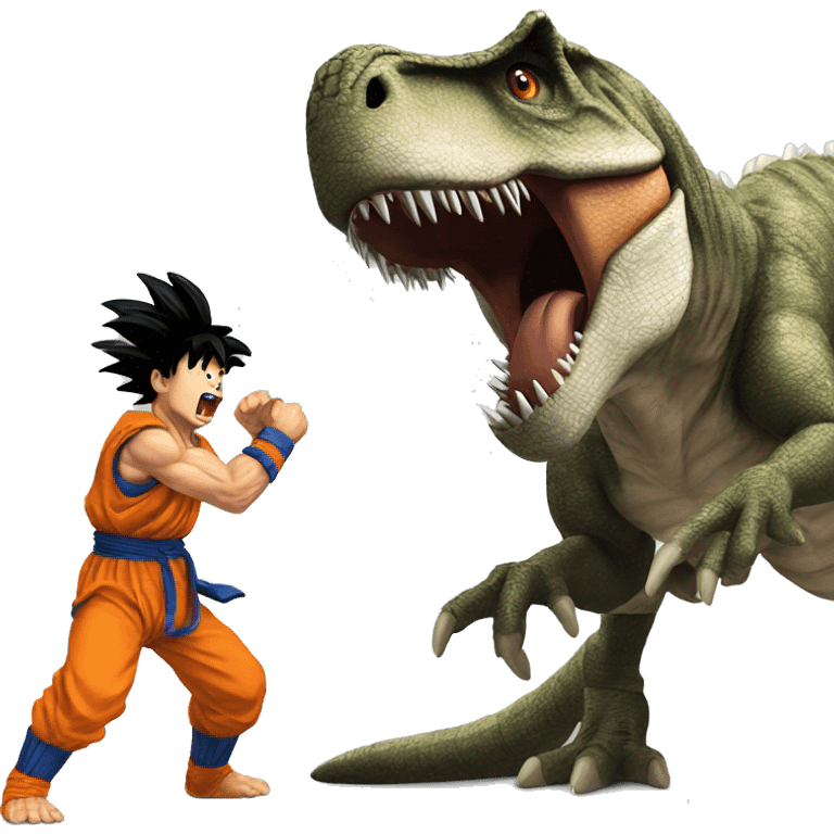 Goku fighting a T. rex  emoji