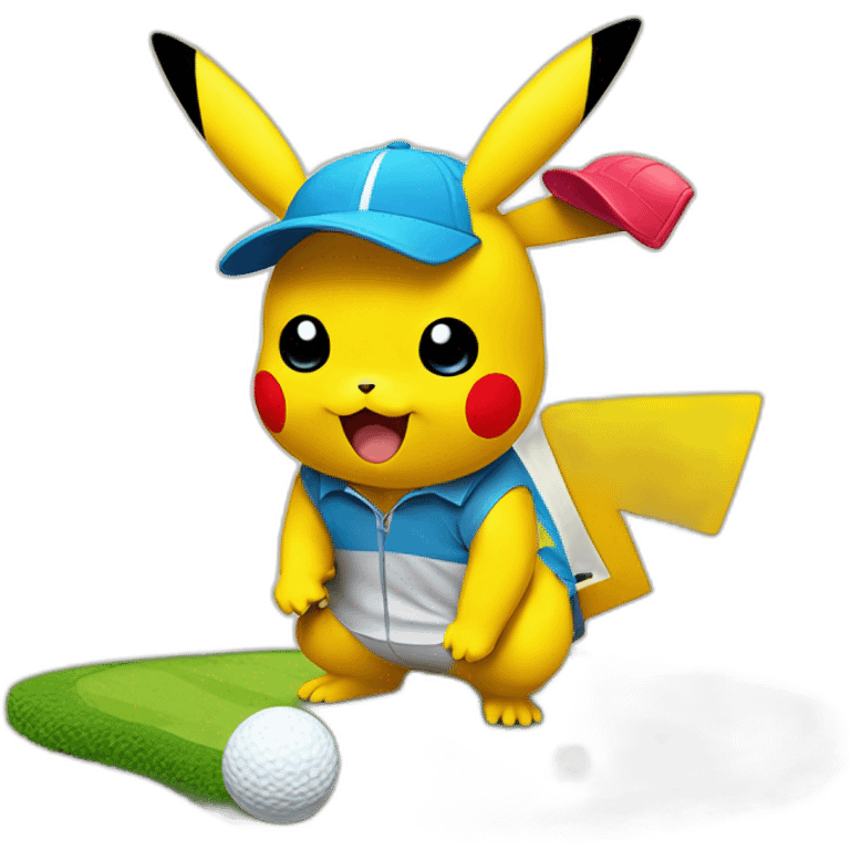 Pikachu qui joue au golf emoji