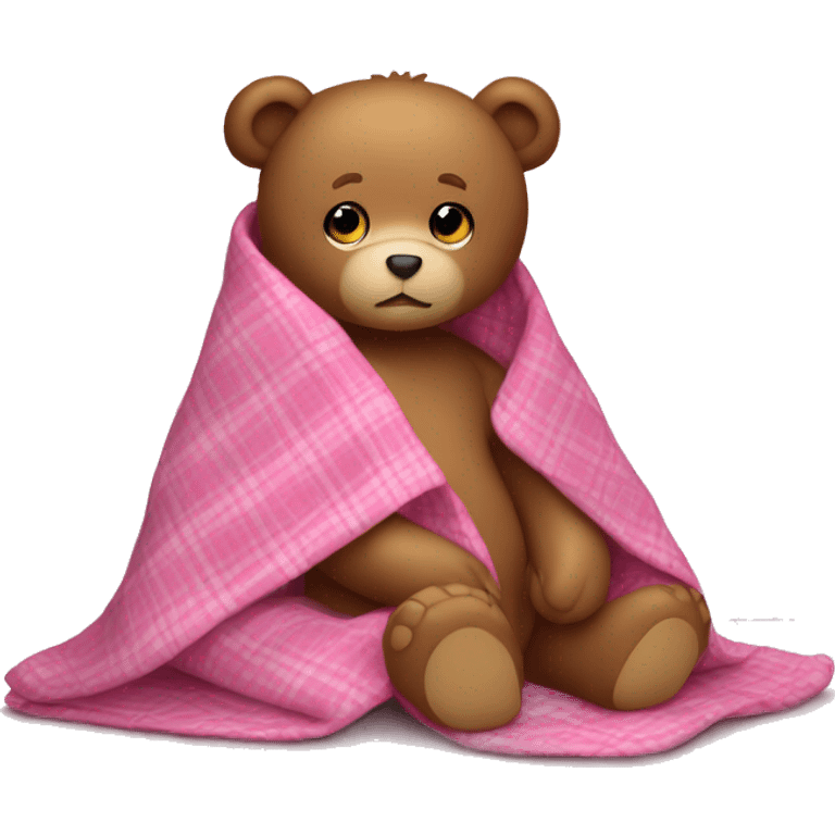 teddy bear in a pink plaid blanket  emoji