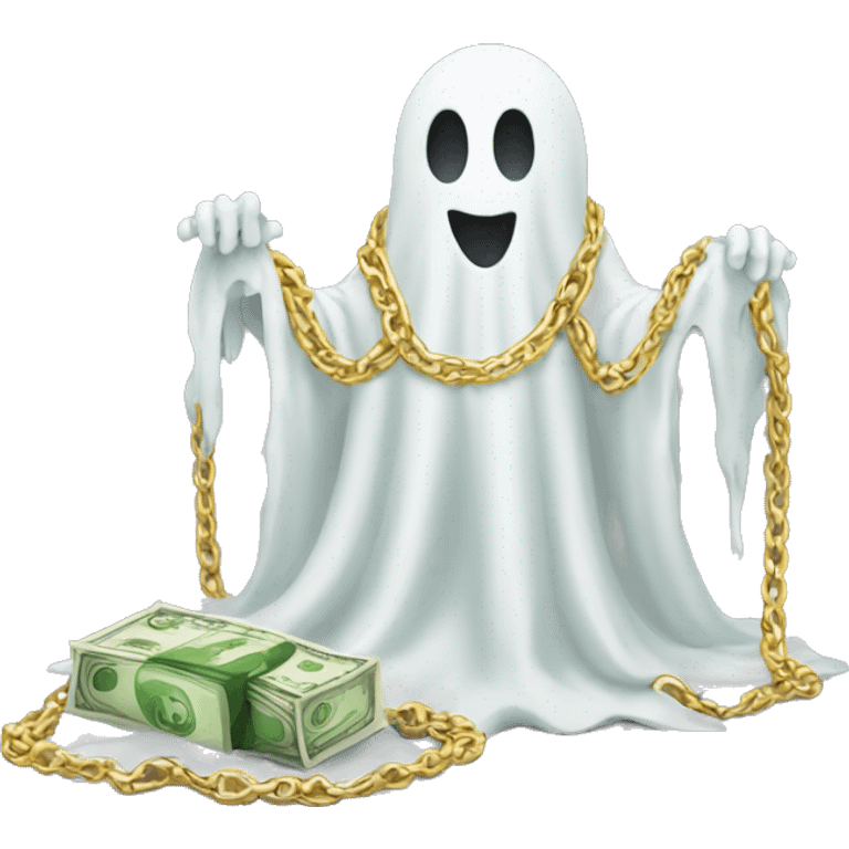 ghost with gold chain and money emoji