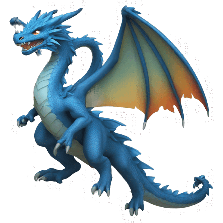 dragón azul escupiendo fuego emoji