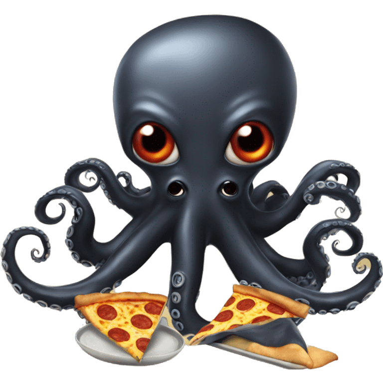 black Alien Octopus with pizza emoji