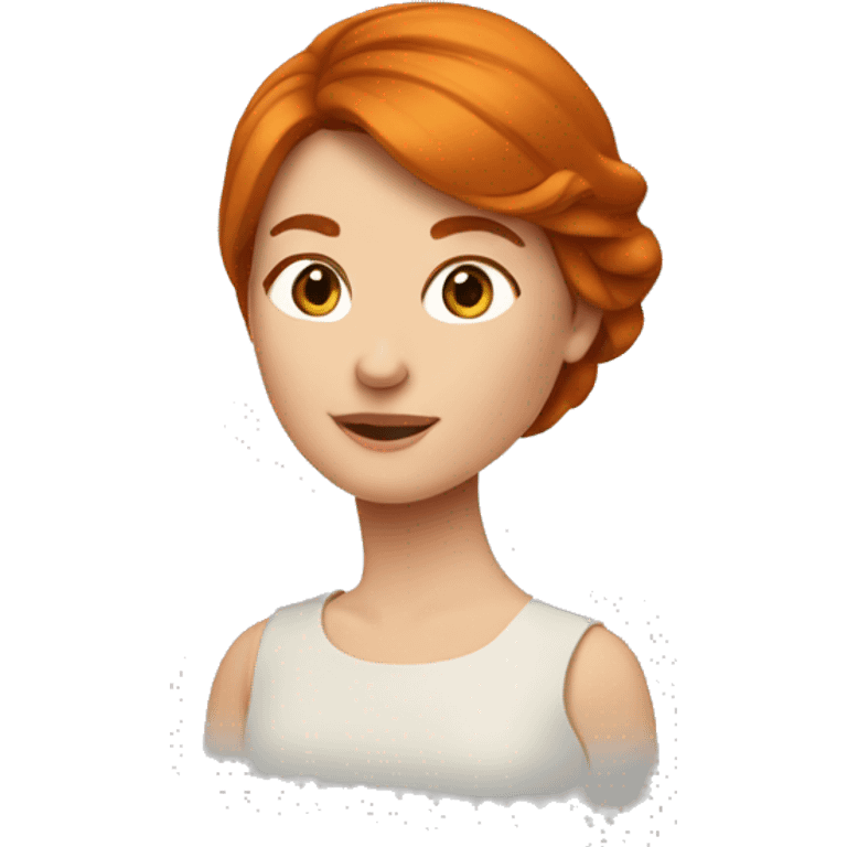 une femme rousse au cheveux courts et lisses et qui sourit emoji