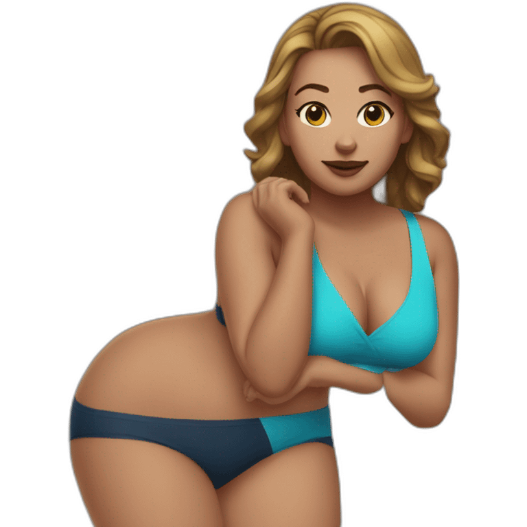 Thicc caucasian woman swimsuit emoji