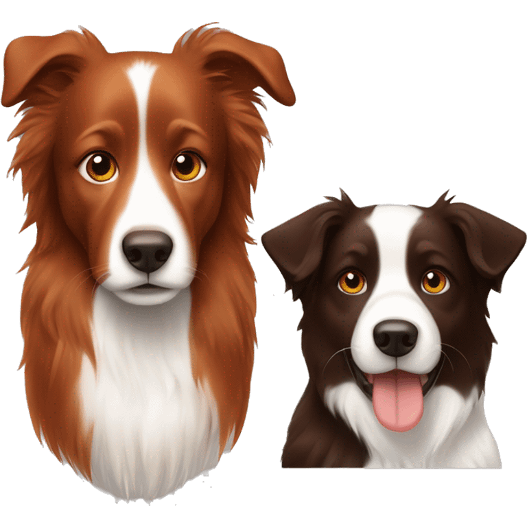 Redhair girl and darkbrown border collie emoji