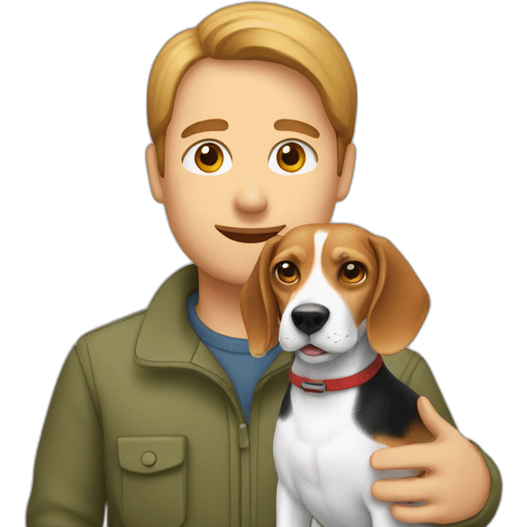 Beagle dog with his owner emoji