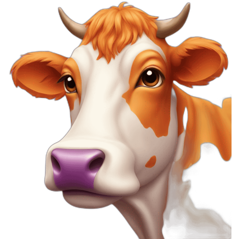 Orange cow with purple dots emoji