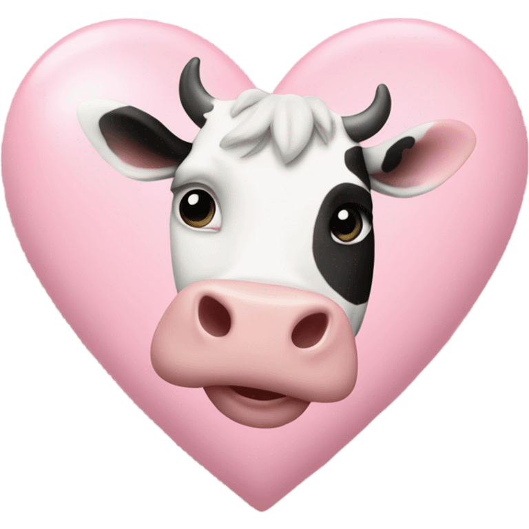 Light pink heart with cow print emoji