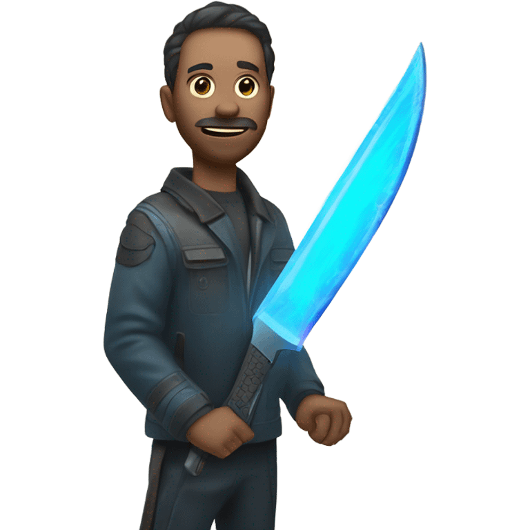 sci-fi machete with blue ray blade emoji