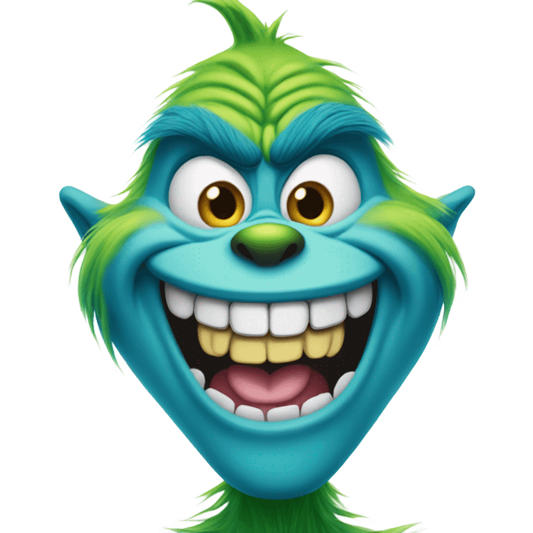 Blue grinch grinning emoji