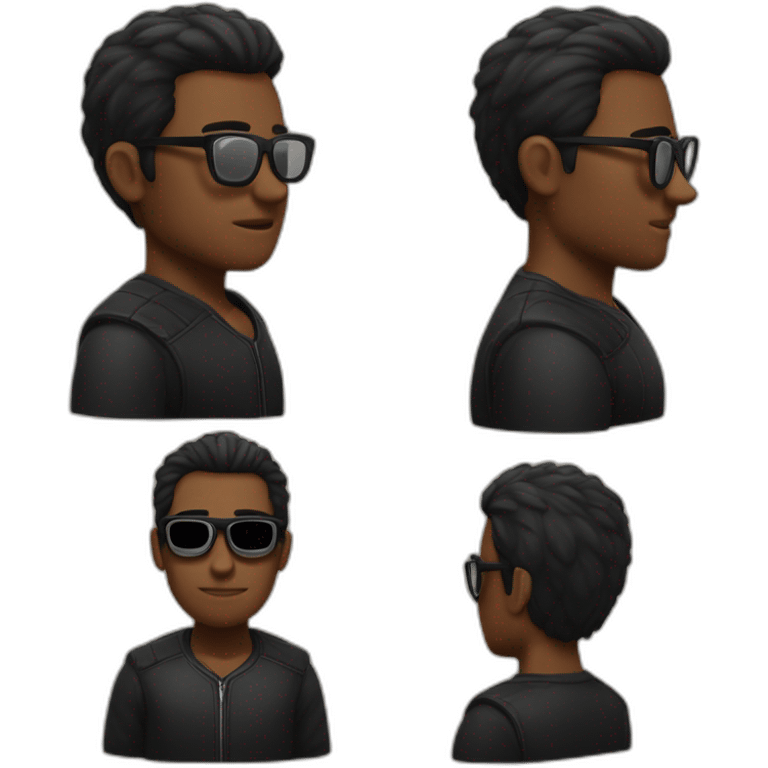 hombre con gafas negras canchera y pelo oscuro emoji