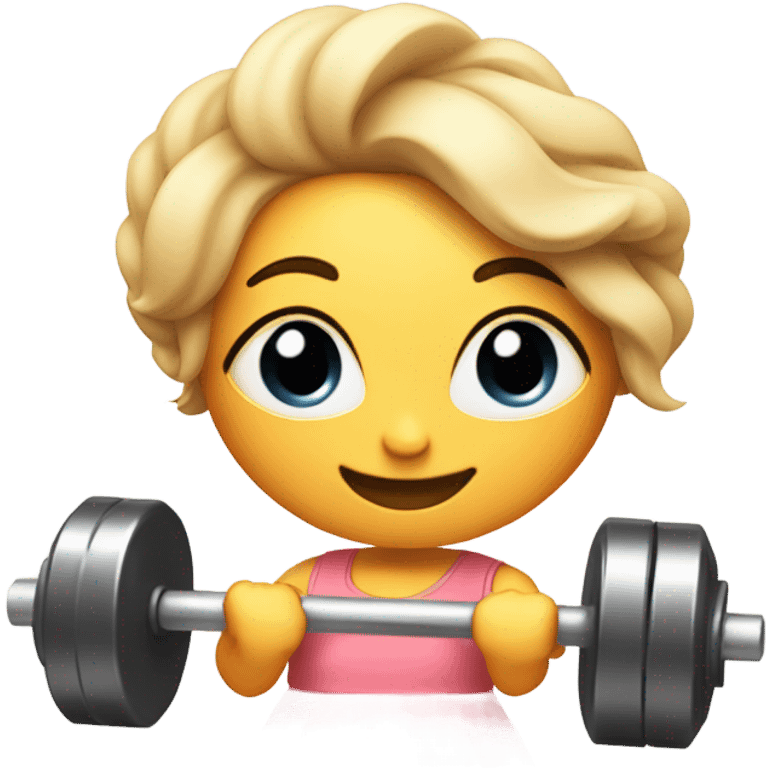 Peach with a female body weariing and dress winking and lifting weights  emoji