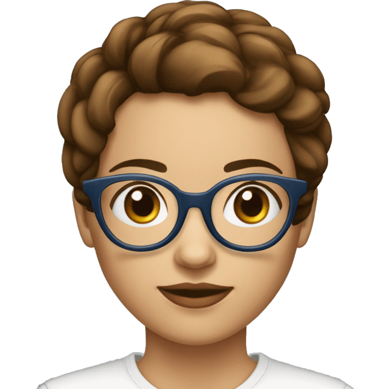 Fille cheveux bruns au yeux bleus avec des lunettes rondes  emoji