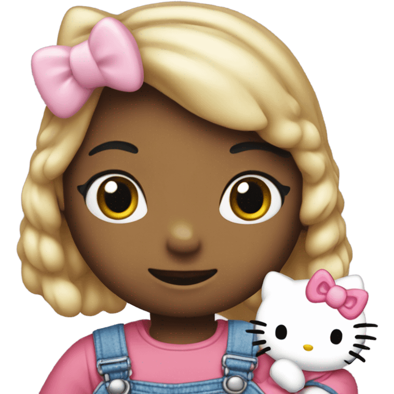 Hello kitty without a bow and in blue overall  emoji