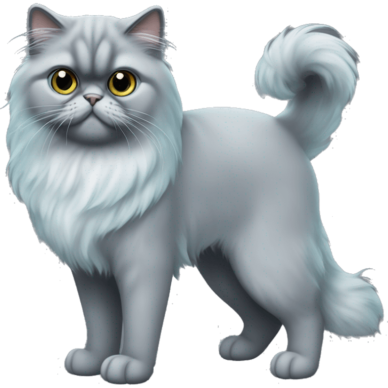 full body grey Persian cat with black ears and aqua blue eyes emoji