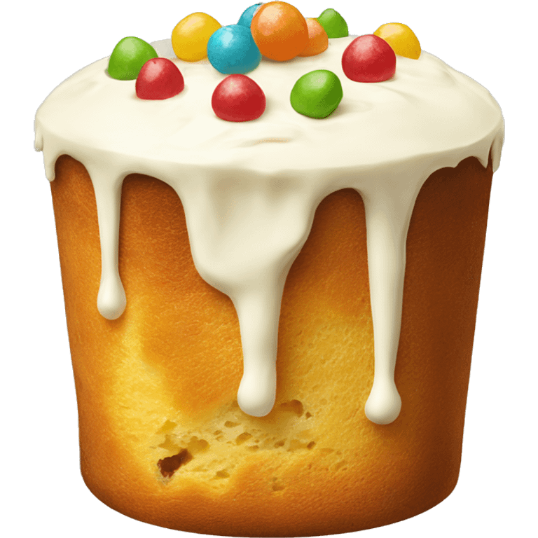 Panettone with white cream and candies emoji