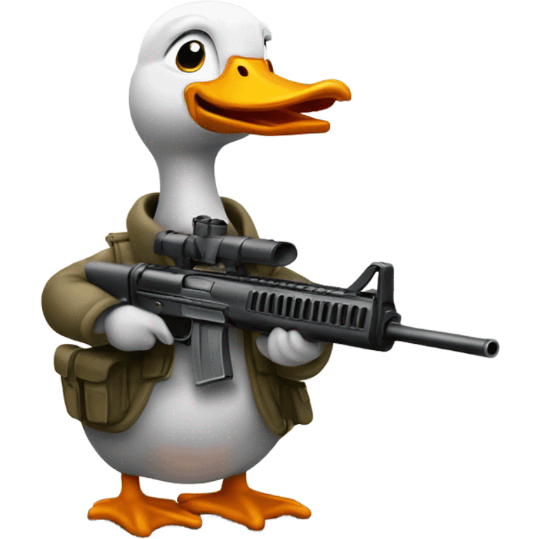 Silly goose with machine gun emoji