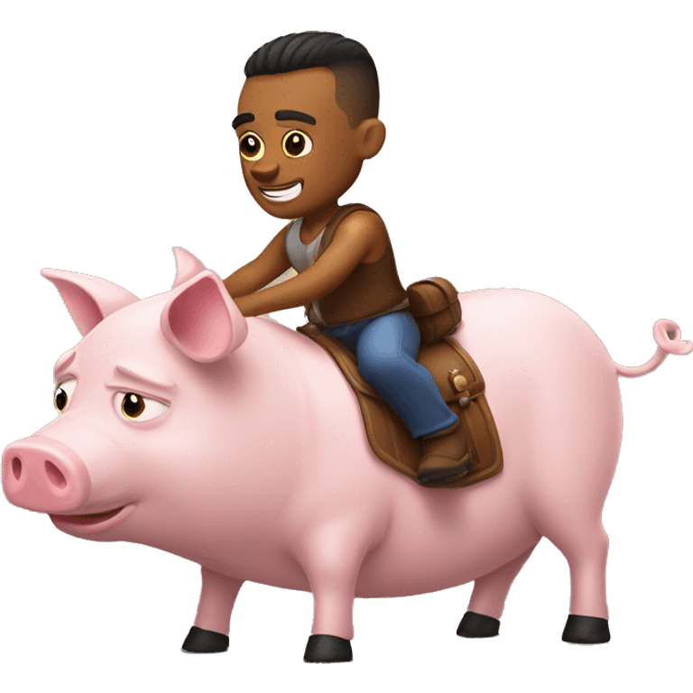 strong man with buzzed hair riding pig emoji