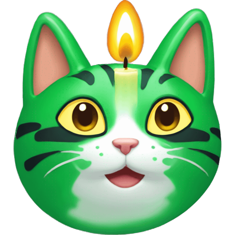 green candle with a cat emoji