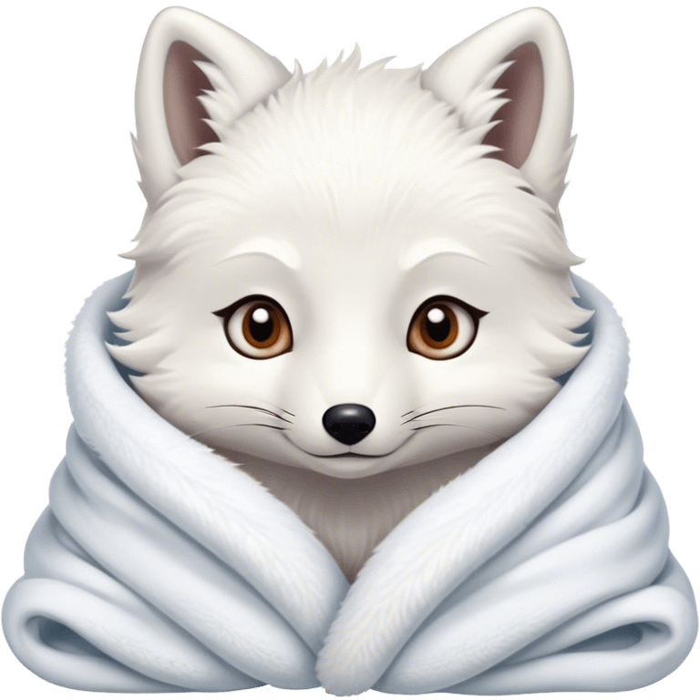 Arctic fox cozy in blanket  emoji