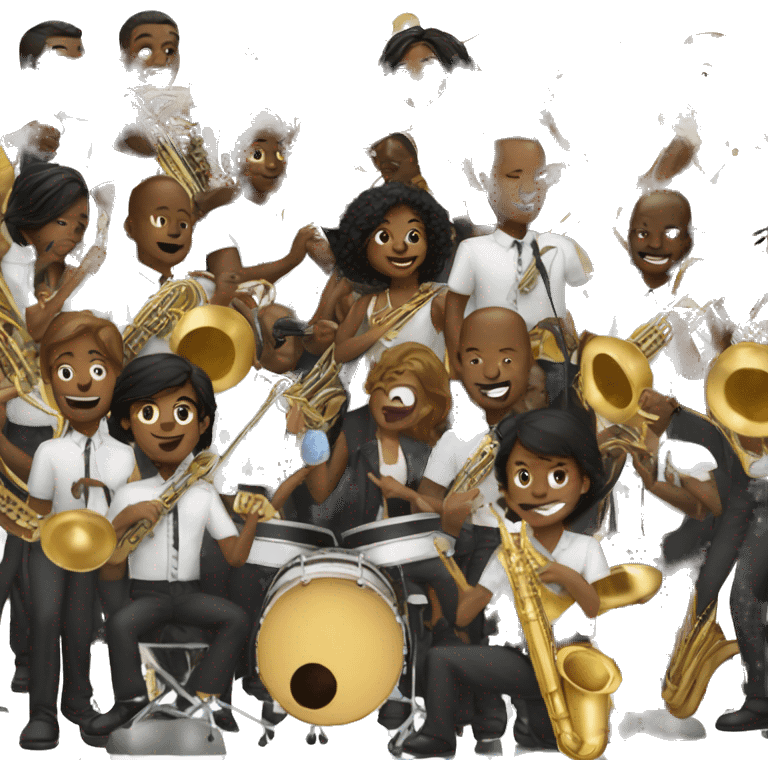 Group of black people playing in band emoji