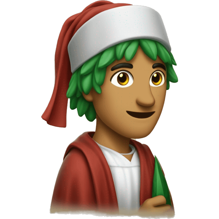 Dante Alighieri with a green laurel wreath on his head and holding a scroll in his hand emoji