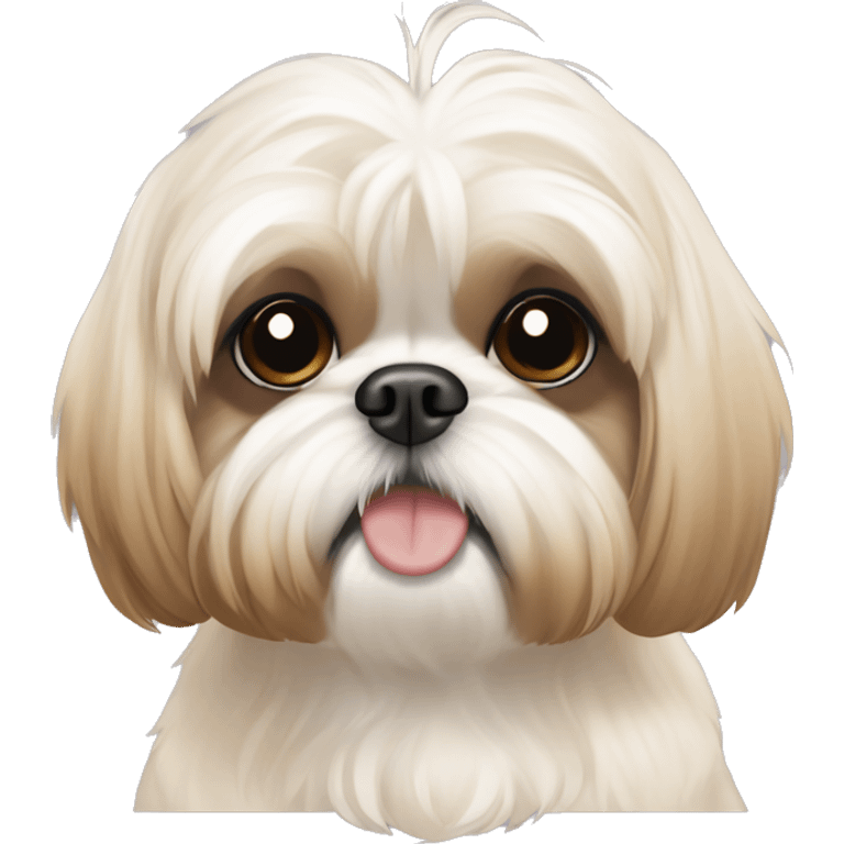 cream shih tzu with brown muzzle laying down emoji