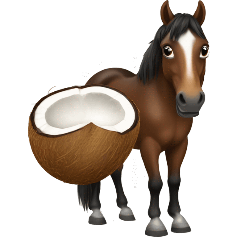 Horse with coconut emoji