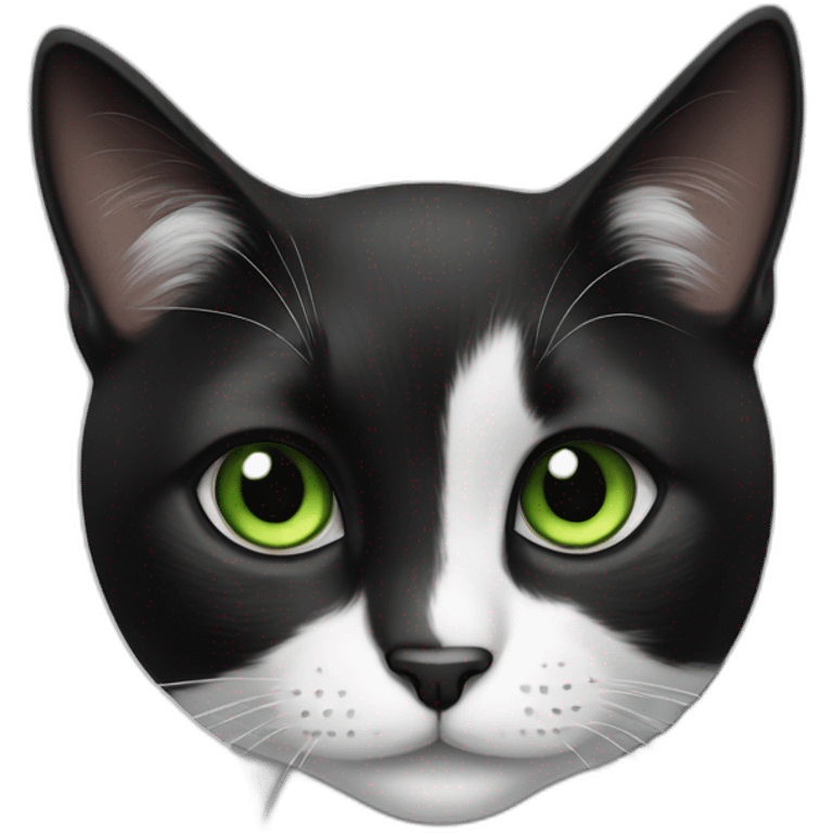 black and white cat greener eyes emoji