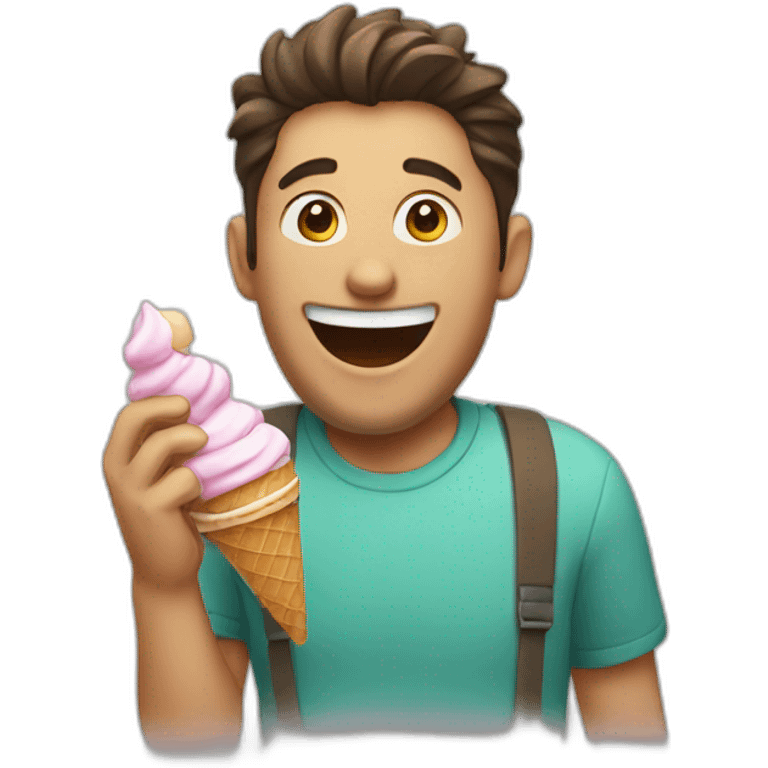 man eating ice cream laughing emoji