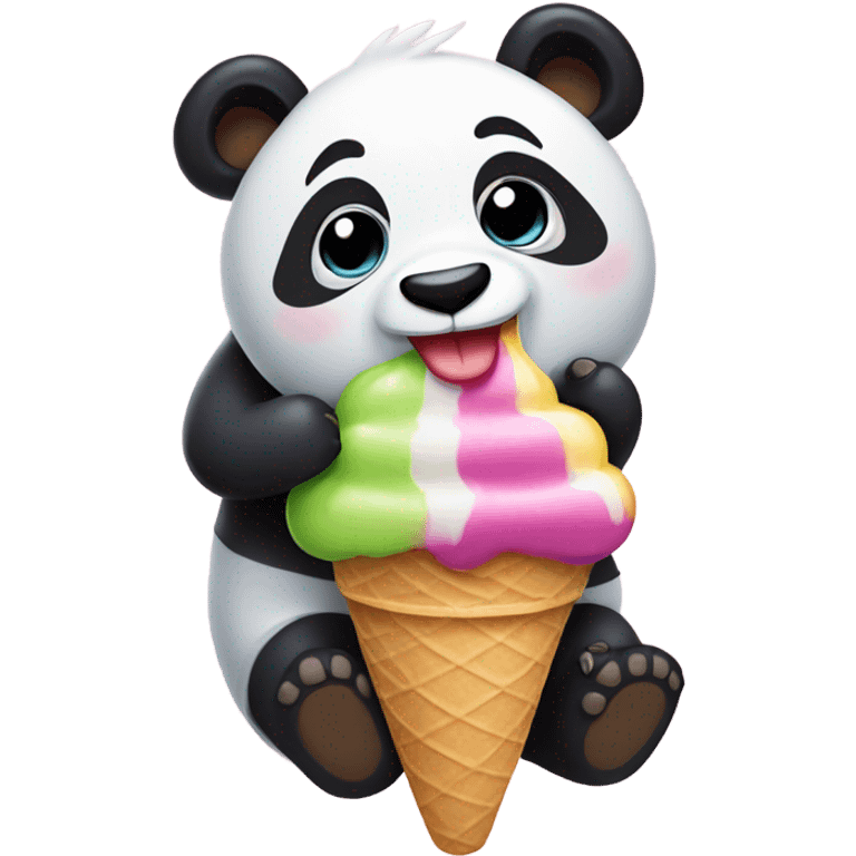 Panda eating ice cream emoji