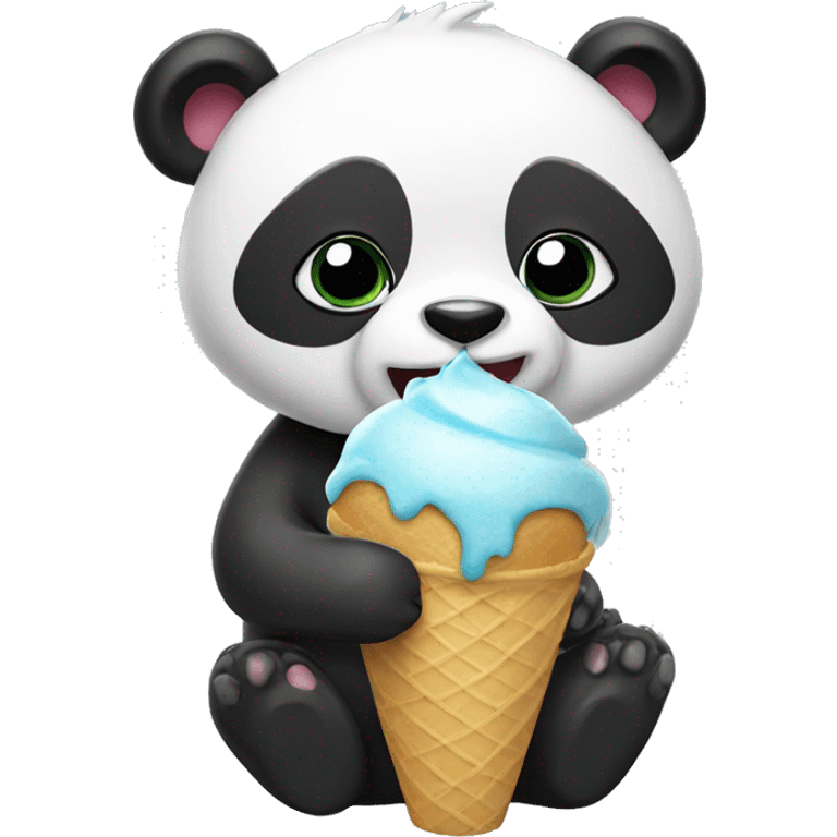 Panda eating ice cream emoji